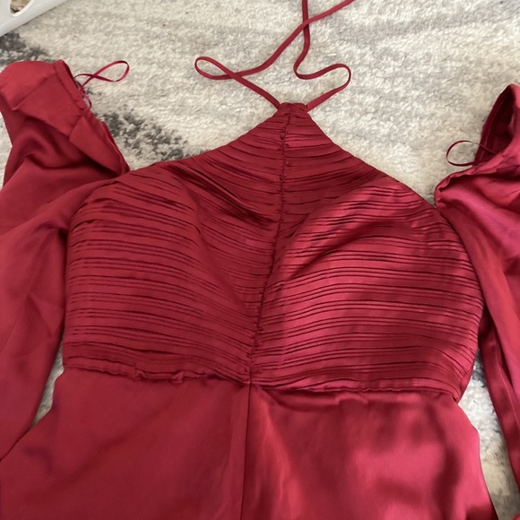 ASTR HALTER TIE SATIN MIDI DRESS - Picture 4 of 4